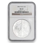 1986 AMERICAN EAGLE DOLLAR $1 US MINT COIN .999 SILVER NGC CERTIFIED MS 69