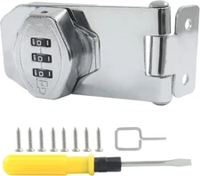 Mechanical Password Rotary Hasp Locks, 3 Digit Keyless 3 Inch, Silver 