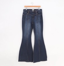 SHYANNE Women's Mid Rise Slit Bootcut Flare Jeans Dark Wash Western Size 33 x 34