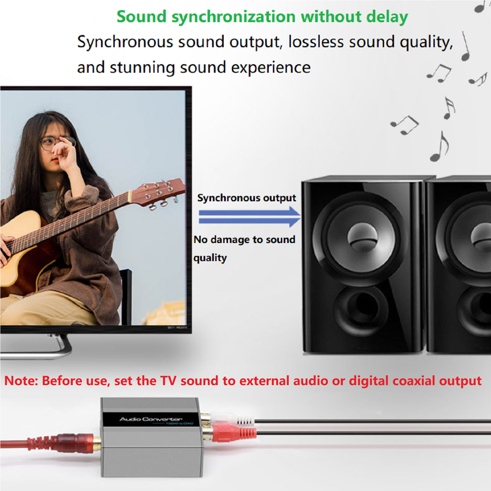 Coaxial/Toslink digital Audio Input Digital to Analog Audio Converter Adapter