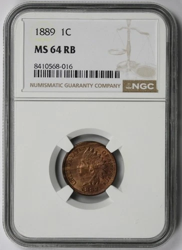 1889 Indian Head Penny 1C MS 64 RB Red Brown NGC
