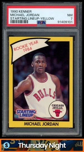 1990 KENNER STARTING LINEUP CARDS #5140504010 MICHAEL JORDAN YELLOW PSA 7