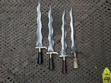 Custom Knife King's Made Beautiful Damascus Steel Kris Blade Sword Lot
