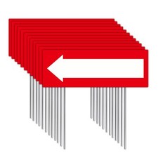 12 Pack Plastic Decorative Signage 17 x 6 Inches Red-White Arrow Signs with S...