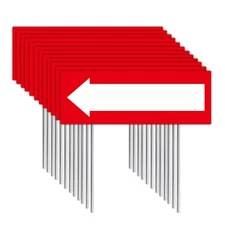 12 Pack Plastic Decorative Signage 17 x 6 Inches Red-White Arrow Signs with S...