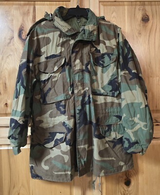 US Army Jacket Mens Size Medium Long Camo USA Military Cold