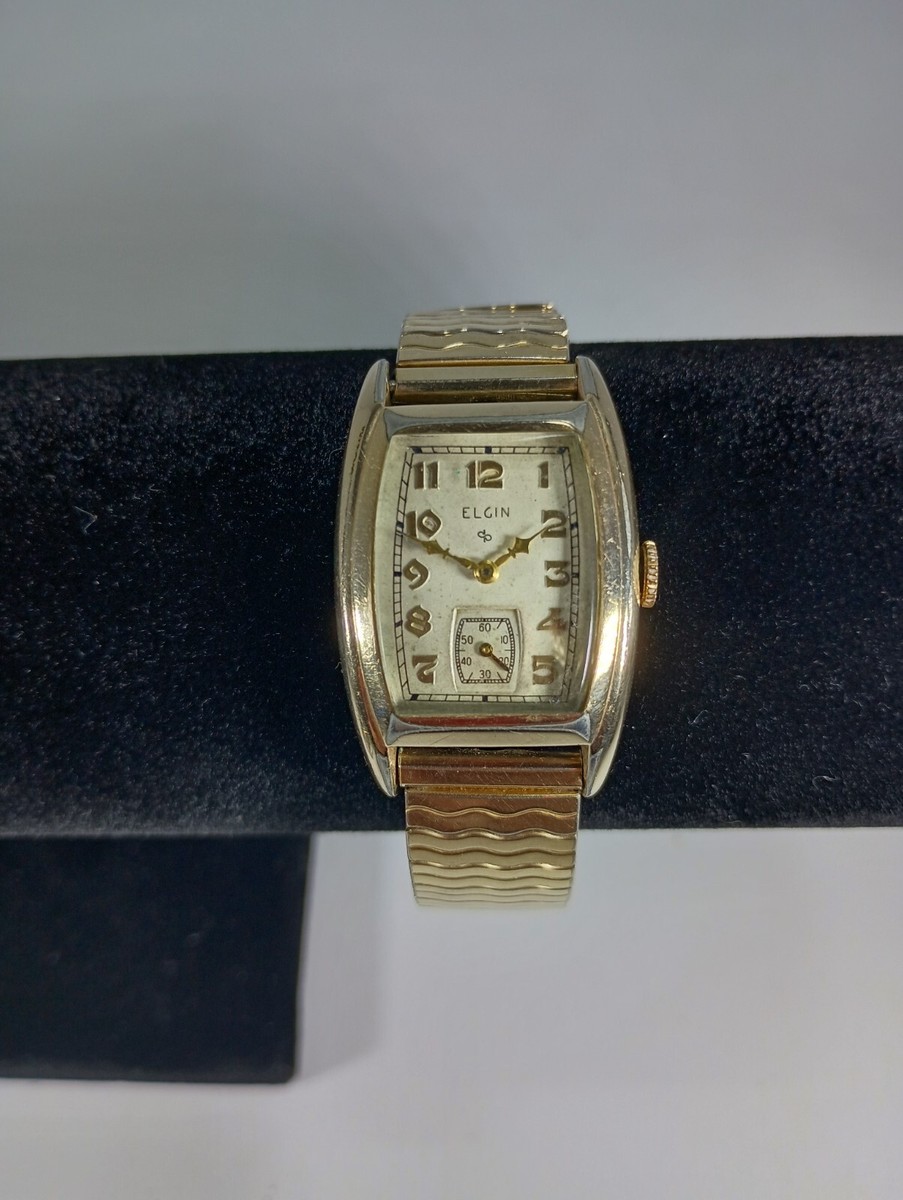 Vintage 1946 Elgin Men's 10k Rolled Gold p 554 Manual Winding Watch  