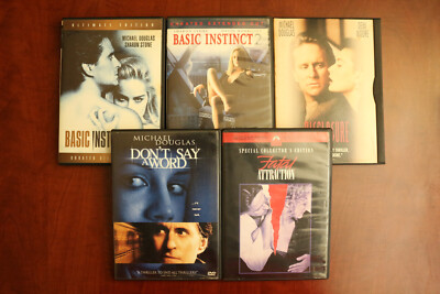 Michael Douglas Lot of 5 Basic Instinct 1 & 2, Disclosure, Don't Say A Word DVD