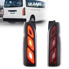 Clear Vland FULL LED Tail Lights For 2005-2018 Toyota Hiace LED Lamps Animation