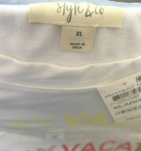 Style & Co. “Vacay” Sweatshirt, White with Multicolor Logo, XLarge - Picture 3 of 6