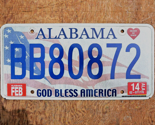 ALABAMA LICENSE PLATE - GOD BLESS AMERICA Graphic FLAG License Plates Good