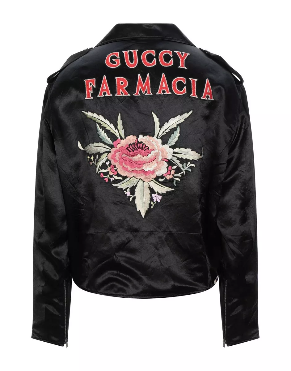Gucci embroidered leather best sale jacket