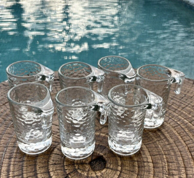 Set of 7 Libbey Handled Shot Glasses Hammered Texture