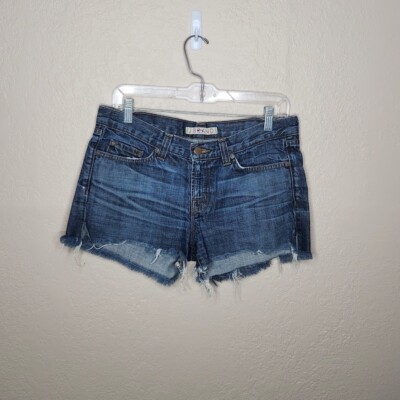 J Brand Denim Cutoff Jean Shorts Blue Dark Wash Womens Size 27 Raw Hem 
