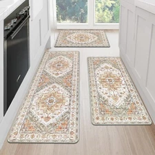 Cushioned Kitchen Rug Sets 3 Piece Anti Fatigue Kitchen Mats for Floor Non Sl...
