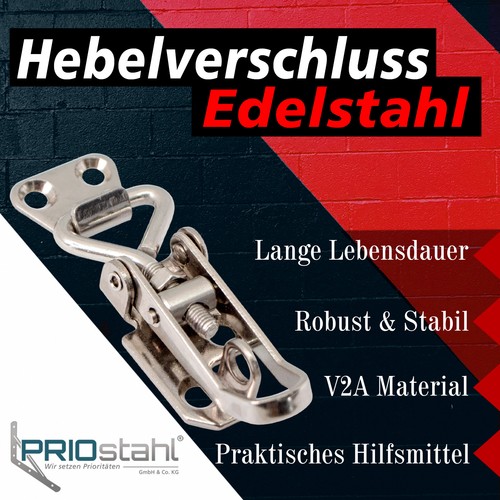 Hebelverschluß Spannverschluss Kistenverschluss Edelstahl V2A 65-75mm  - Picture 3 of 6