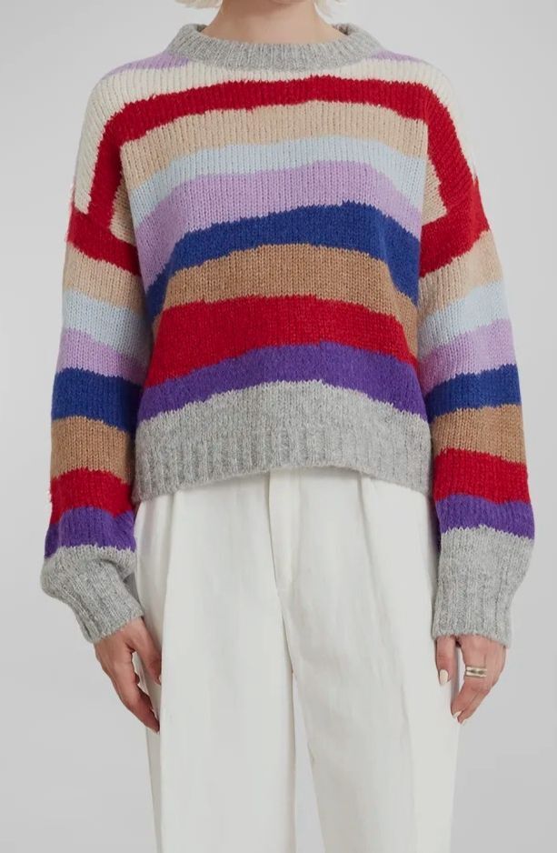 $458 Eleven Six Women's Gray Lola Colorblock Intarsia Sweater Sweatshirt Sz M/L