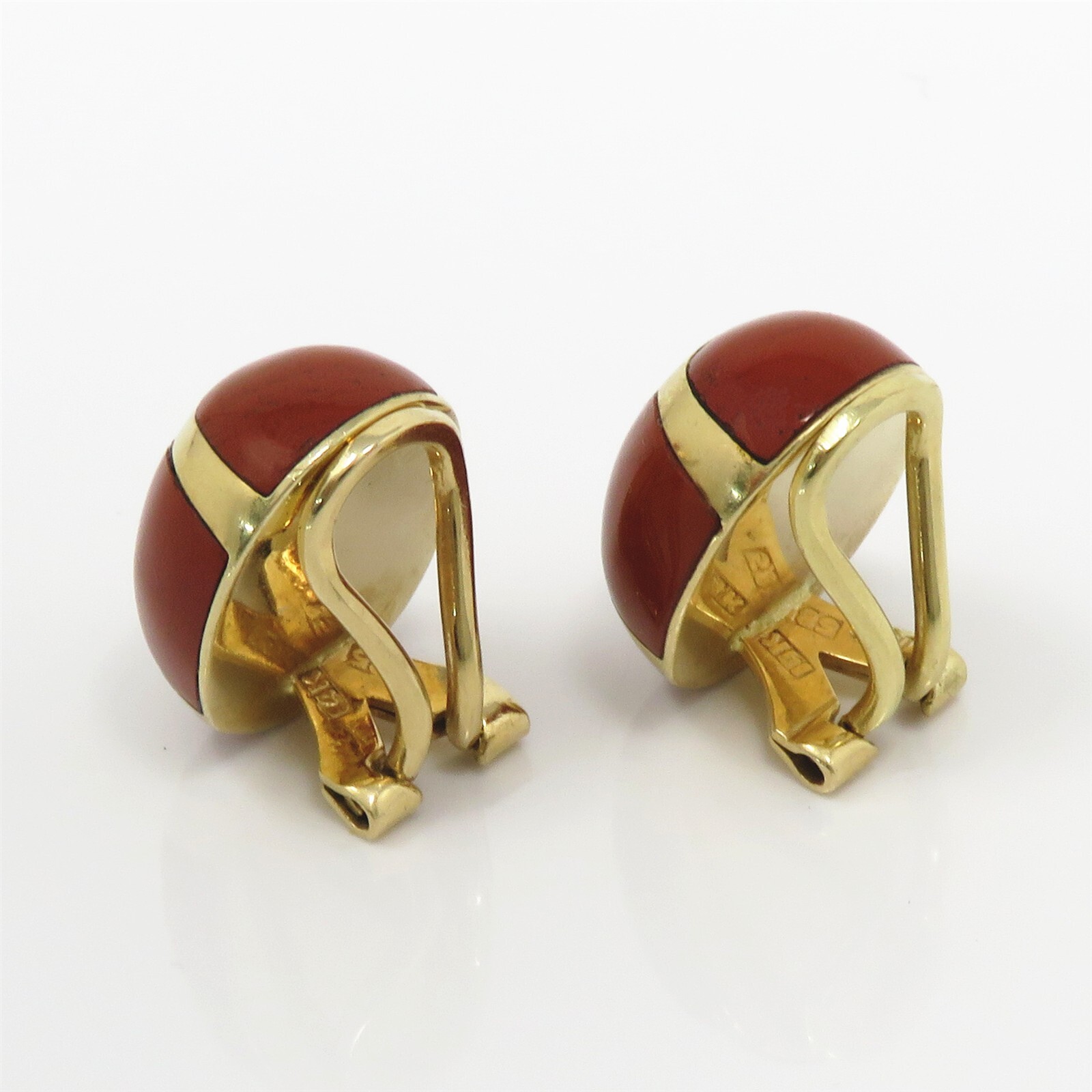 NYJEWEL 14k Yellow Gold Jasper Oval Clip On Earri… - image 2