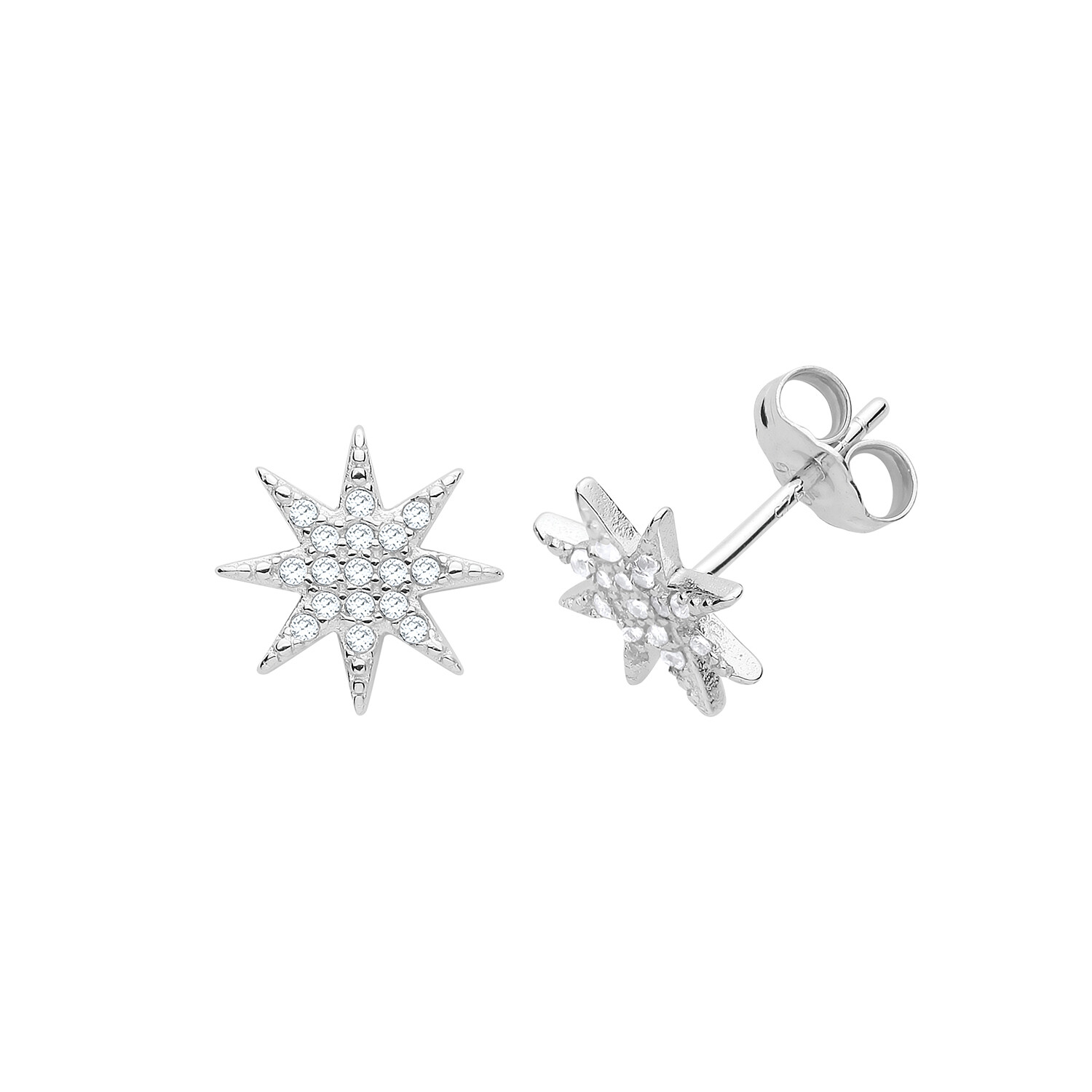 Sterling Silver CZ Stud Earrings for Women 10mm x 10mm-image