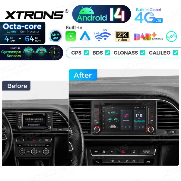 XTRONS 8-Core Android 14.0 Autoradio GPS Navi DVD LTE 4G  Seat Leon 2013-2018--- - Bild 2 von 4