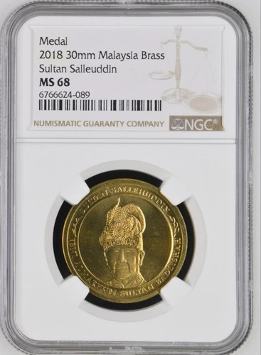 Malaysia medal BRASS 2018, NGC MS68, SULTAN SALLEUDDIN KEDAH