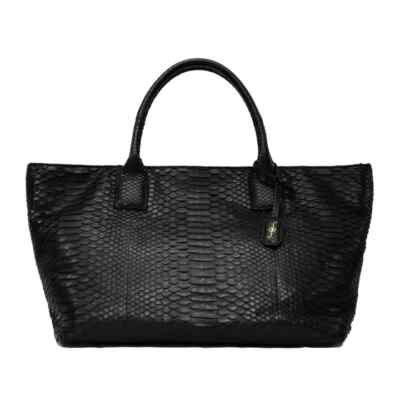 Giovanna Barrios Bajia Python Bag - Black