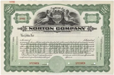 Norton Company. Stock Certificate.