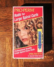 Vintage Pro Perm Rods Large Spiral Curls Kit 1  17 Rods  9 Blue  8 White