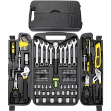 95-Pieces Portable Tool Set Kit W/Adjustable Wrench Pliers Socket Bits TLGREEN