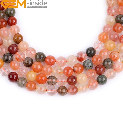 Multi-Color Rutilated Quartz Round Natural Stone Beads For Jewelry Making 15" - Picture 16 of 28