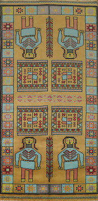 Exquisite Traditional Hand-Knotted Heriz Serapi Indian Wool Runner Rug 4x10 ft