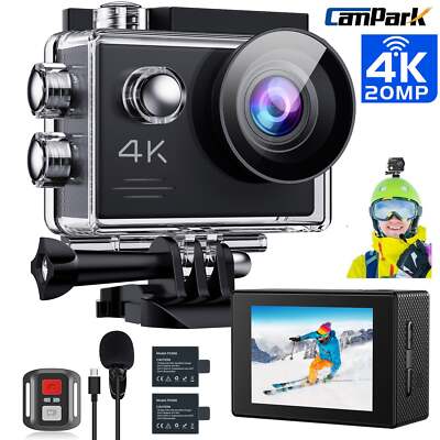  Campark Action-Kamera, 4K 20MP Unterwasserkamera, 170° WiFi wasserdichte Kamera