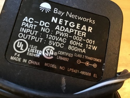 Netgear Bay Networks LPS421-480508 Black 5-Volt DC 800mA Power Supply Adapter - Picture 2 of 3