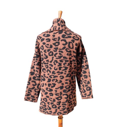 Time and Tru Leopard Print Chunky Long Cardigan Sweater Size Large 12-14 - Picture 3 of 7