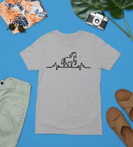 HORSE HEART BEAT T-SHIRT RIDING EQUESTRIAN LOVERS FUNNY RETRO NOVELTY GIFTS - Picture 13 of 22