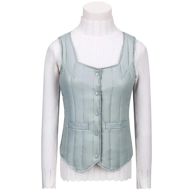 Women Duck Down Waistcoat Short Vest Coat Eiderdown Outerwear Puffer Jacket - Image 3 of 4