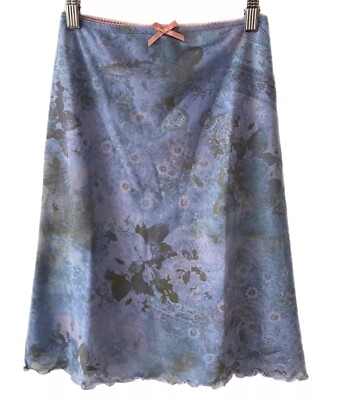 Urban Outfitters Blue Floral Mesh Midi Skirt Super Awkward Size