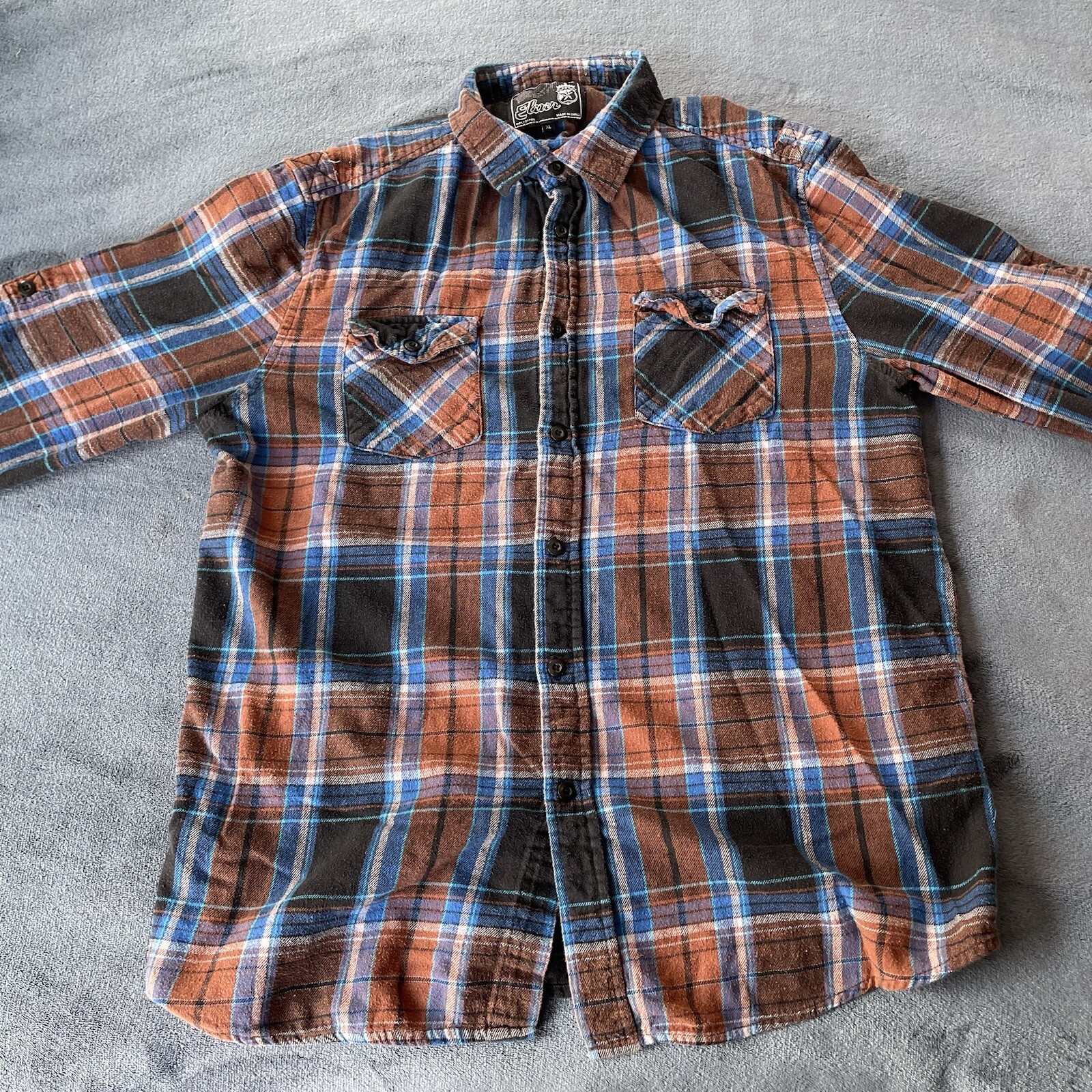 Elixir Long Sleeve Button Up Multicolor Plaid Col… - image 1