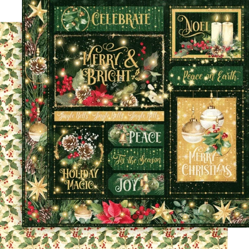 GRAPHIC 45 "MERRY & BRIGHT" 8X8 PAPER PACK CHRISTMAS HOLIDAYS SCRAPJACK'S PLACE - Image 2 of 4