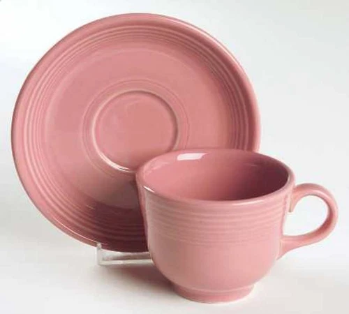  Pink Rose Fiesta Homer Laughlin Fiestaware 7 3/4 oz Mug & 5 7/8" Saucer  MINT