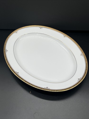Noritake BUCKINGHAM GOLD 14" Oval Serving Platter Gold Encrusted Trim - Picture 7 of 9