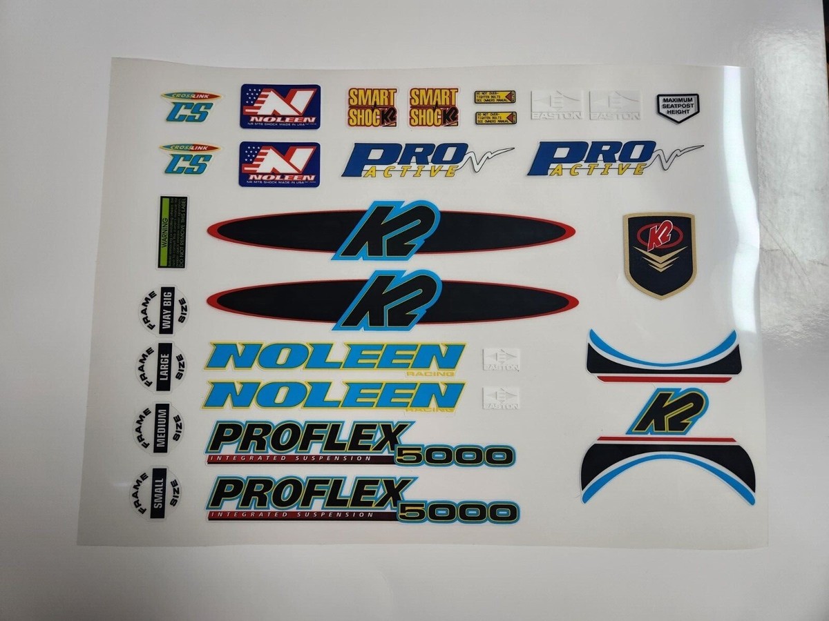 Sticker Decal Set fits K2 ProFlex 5000 Yellow Frame with