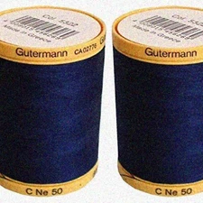 EcoStitch Duo: 2-Pack Navy Cotton Threads, 876 Yards Each