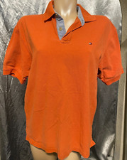 Tommy Hilfiger Polo Shirt Mens Size Med. Orange Rugby Golf Preppy Short Sleeve