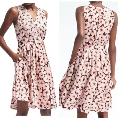 pink floral fit and flare dress