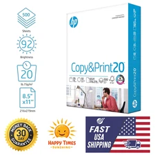 HP 8.5x11 Printer Paper, LETTER, 20lb, 92 Bright, 500 Sheets, FSC Certified