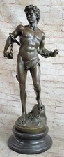 Hermes Nude Male David Goliath Bronze Marble Statue Medici Palace Florence Italy
