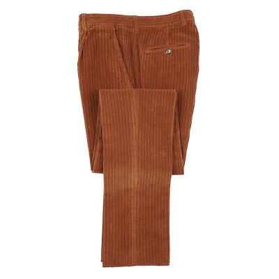 Luigi Borrelli Rust Brown-Orange Plush Wide-Wale Corduroy Pants 31
