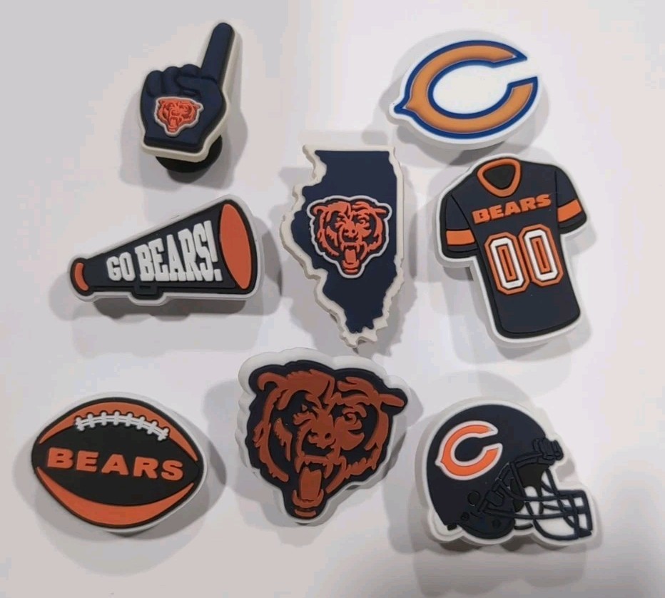 Chicago Bears Football Team Charm For Crocs Shoe Charms - 8 Pieces