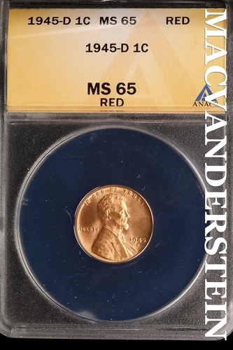 1945-D Lincoln Wheat Cent - ANACS MS 65 Red - Scarce  No Reserve  #SLK682